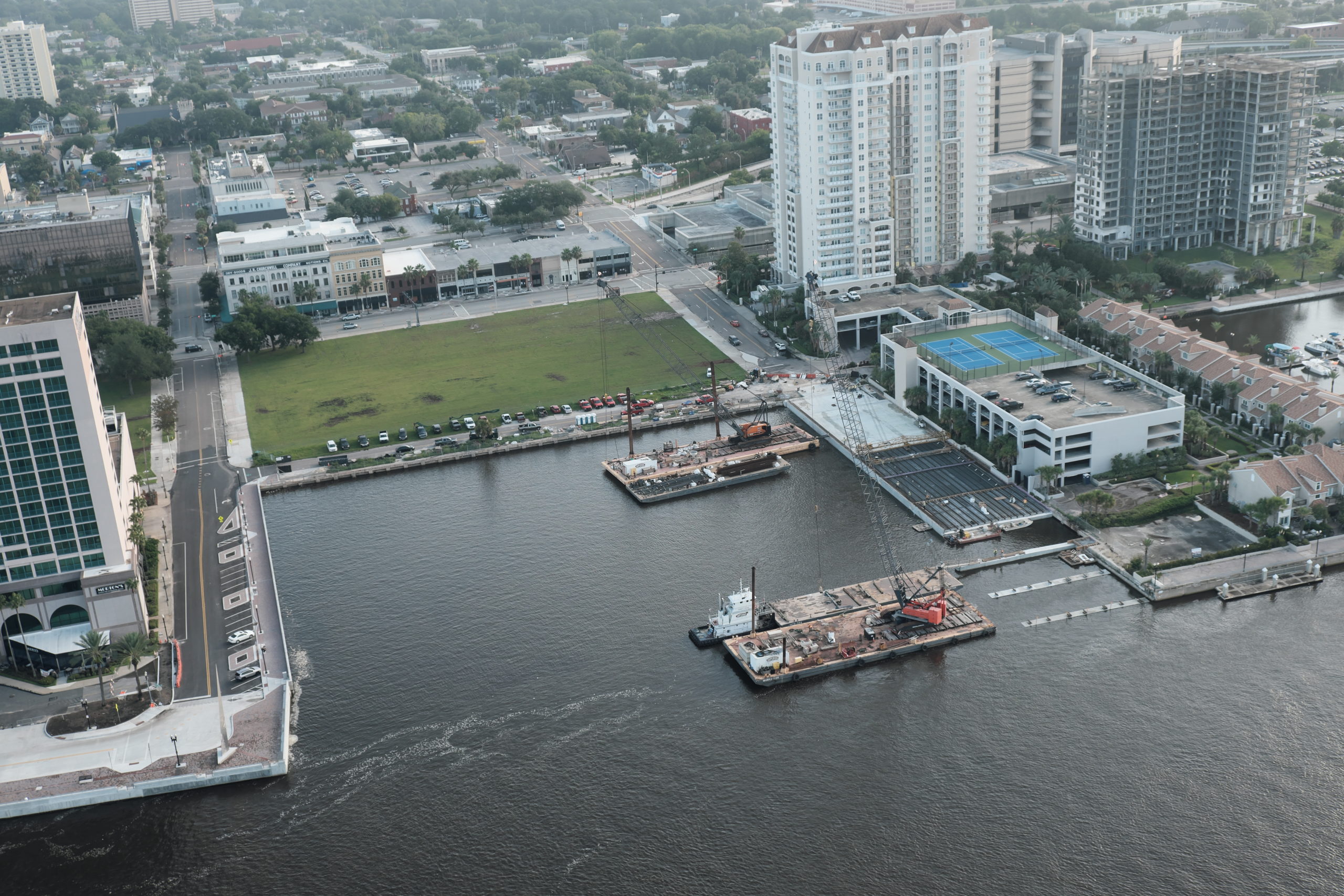 Aerial image of the location of the future Liberty Street Marina
